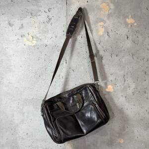 Vintage Brown Leather Multi-Pocket Laptop Messenger Briefcase